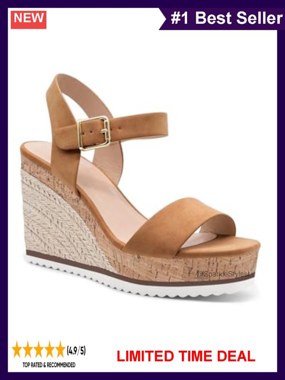 Espadrille Platform Wedge Sandals Open Toe Ankle Buckle Strap Summer Shoes